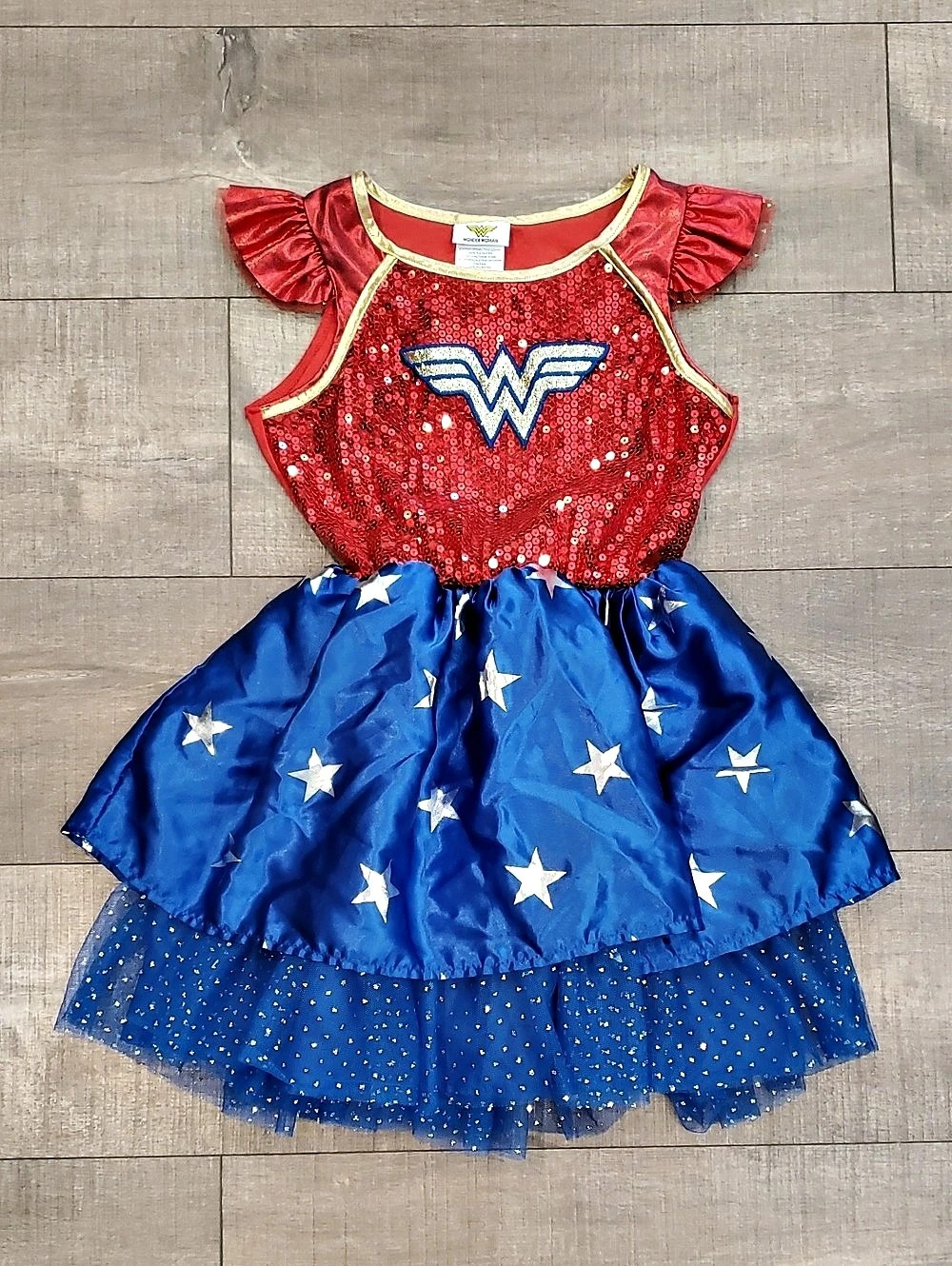 DC Comics Wonder Woman Sequin Tutu Dress Costume Red & Blue